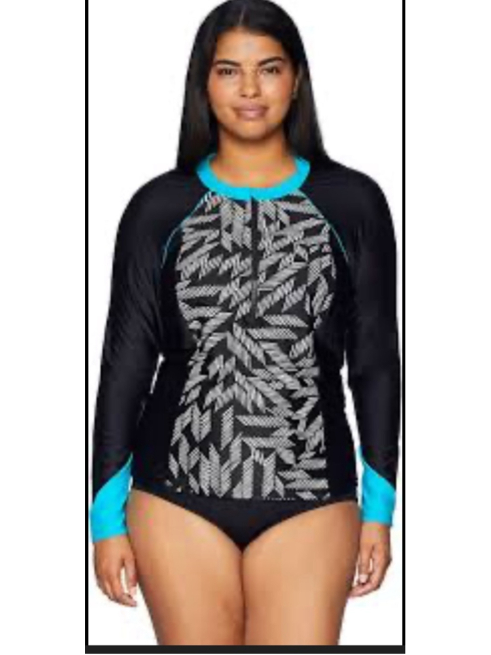 Coastal Blue Swim Coverup 3X Black Blue Rash Guard
